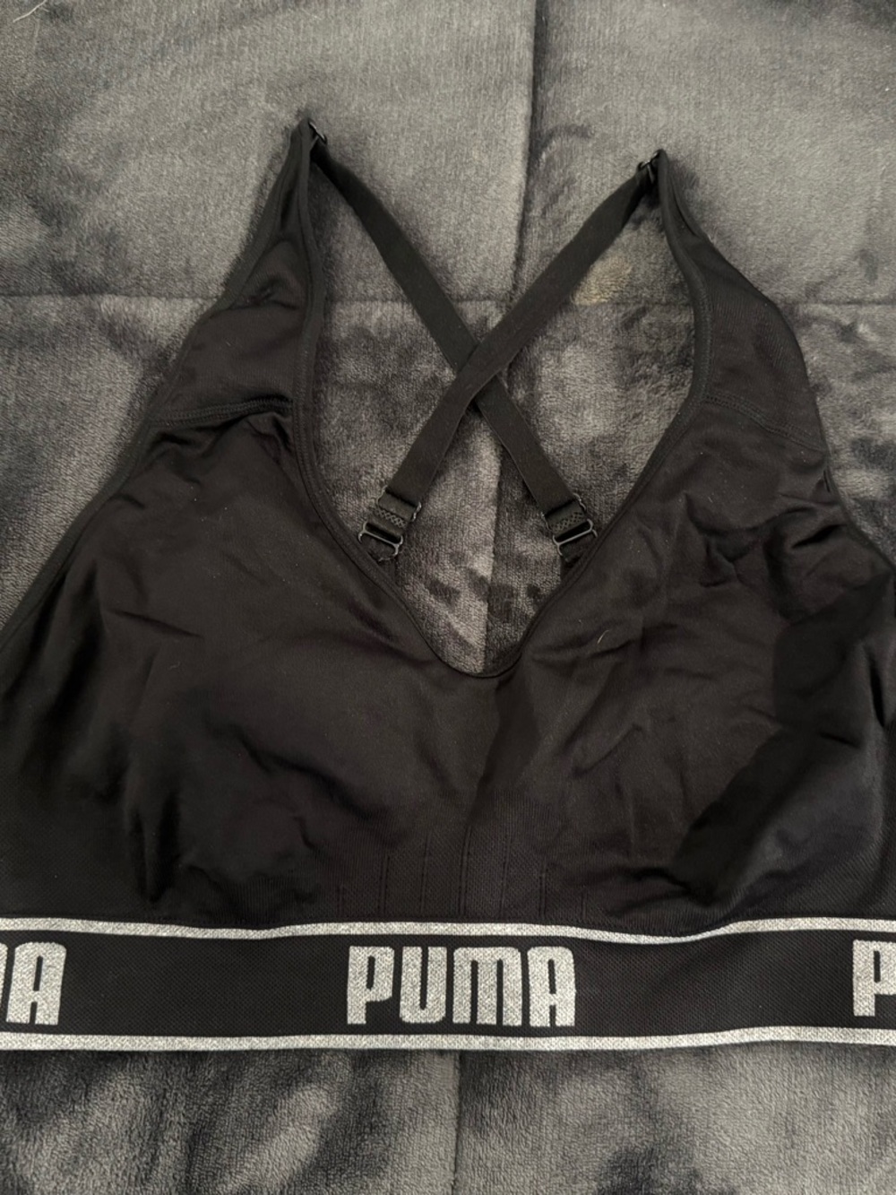 Puma Black Cross-Back Logo Sports Bralette